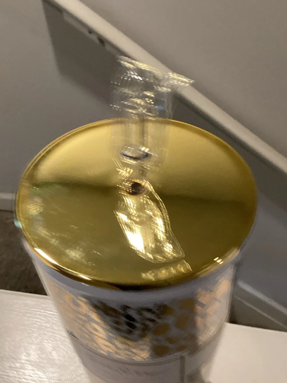Lilly Pulitzer Metallic Gold Leopard Insulated Tumbler with Straw - Gold & White